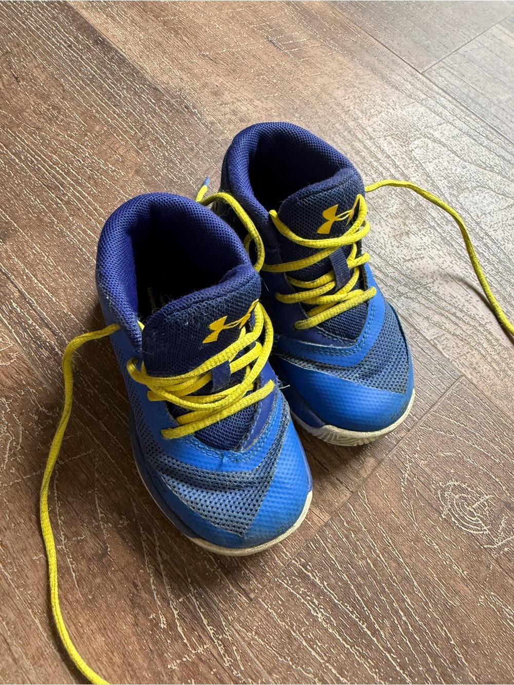 Under Armour Toddler Basketball Shoes Blue Yellow High Top Sneakers Size 6K